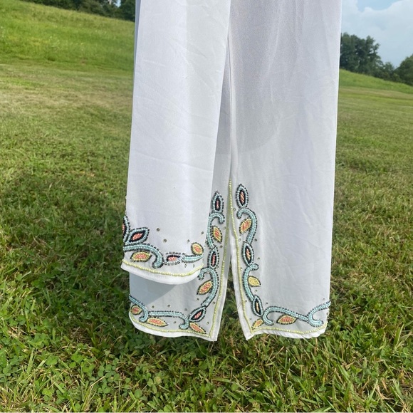 Nouveau Beach Sheer Embellished Beaded Cover Up Top L - Picture 5 of 6